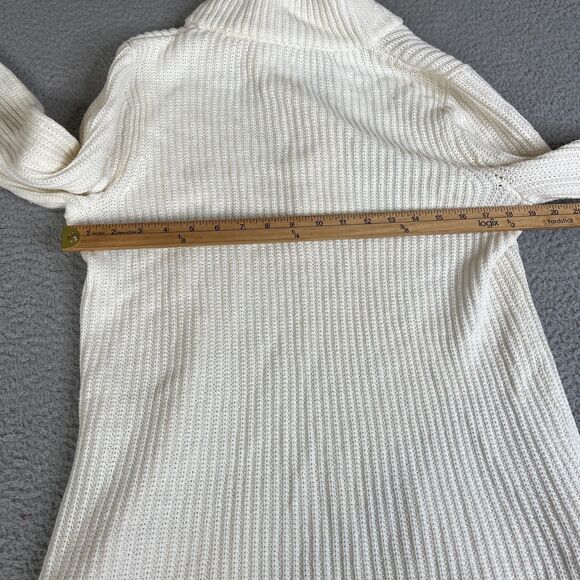 Soft Surroundings Sweater Women Medium Cream Ribbed Chunky Snap Long Sleeve - Picture 8 of 11